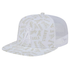 Los Angeles Angels New Era Logo Dunes A-Frame Trucker 9FIFTY Snapback Hat - White Hats
