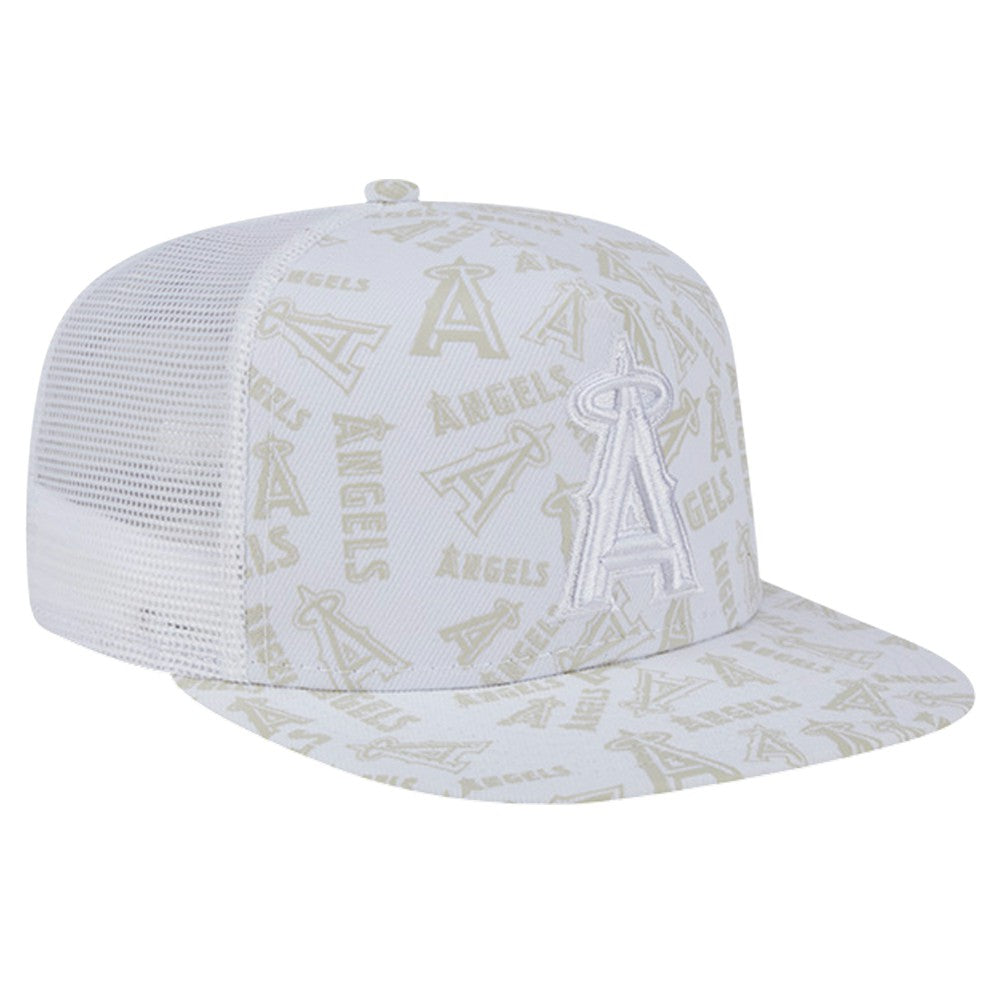 Los Angeles Angels New Era Logo Dunes A-Frame Trucker 9FIFTY Snapback Hat - White Hats