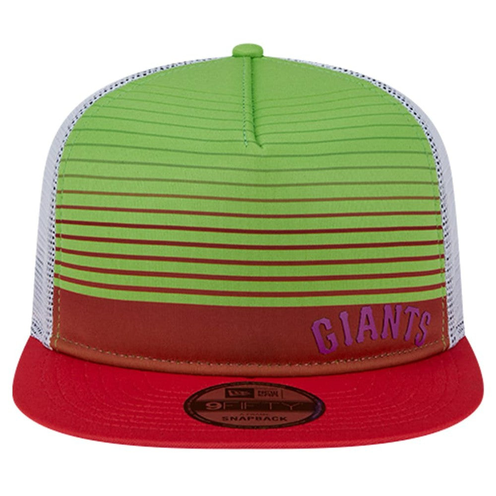 San Francisco Giants New Era Neon Horizon A-Frame Trucker 9FIFTY Snapback Hat - Red Hats
