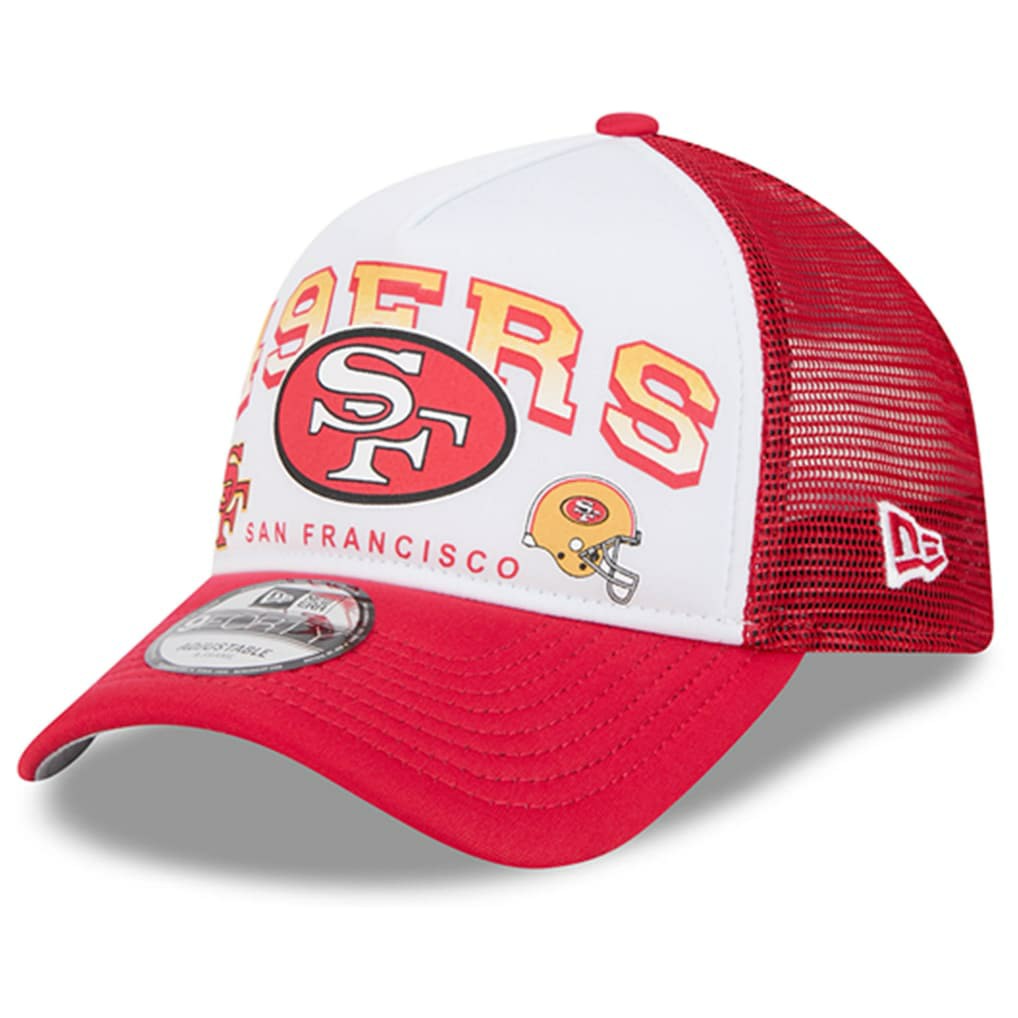 San Francisco 49ers New Era Retro Wordmark A-Frame 9FORTY Adjustable Hat - White/Scarlet Hats