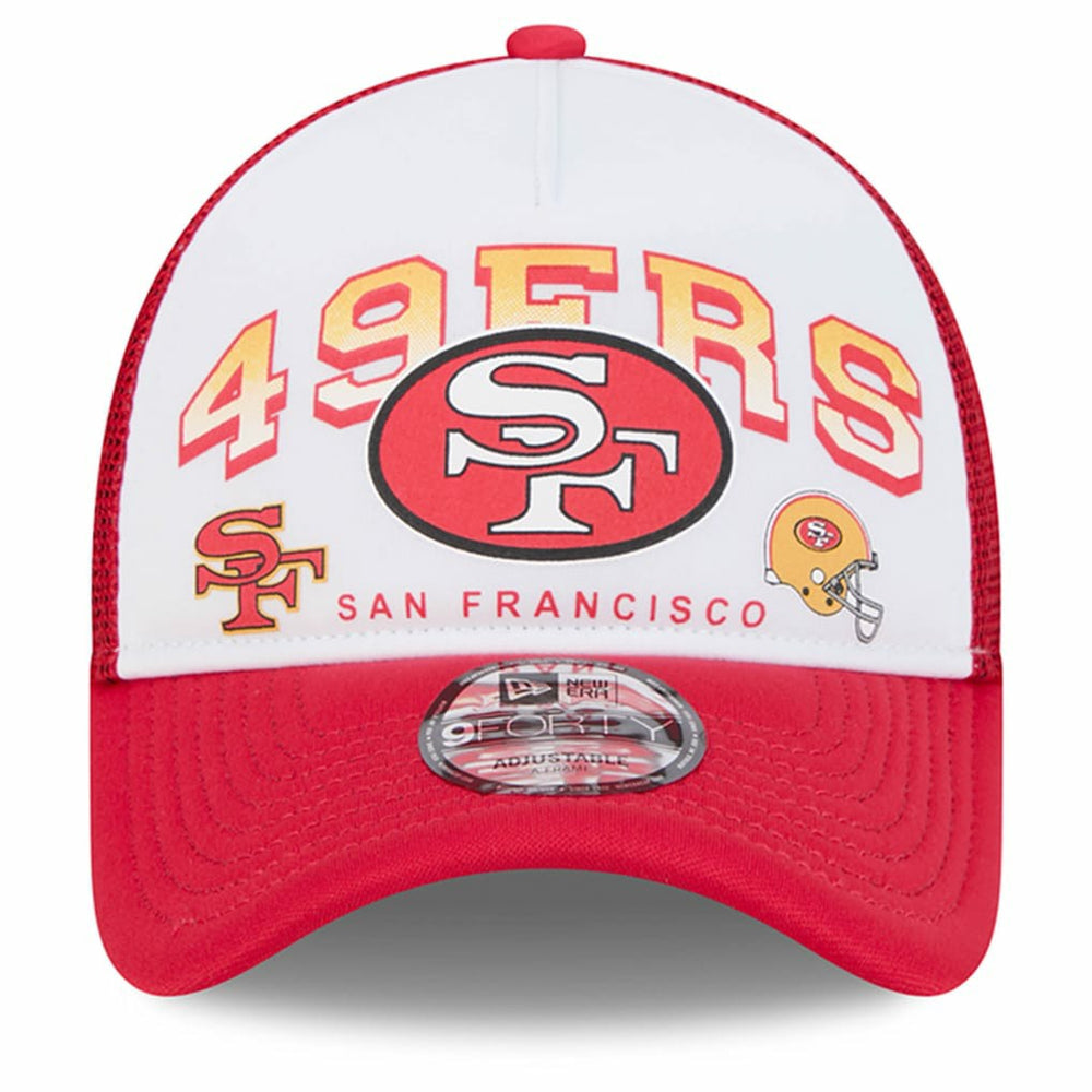 San Francisco 49ers New Era Retro Wordmark A-Frame 9FORTY Adjustable Hat - White/Scarlet Hats