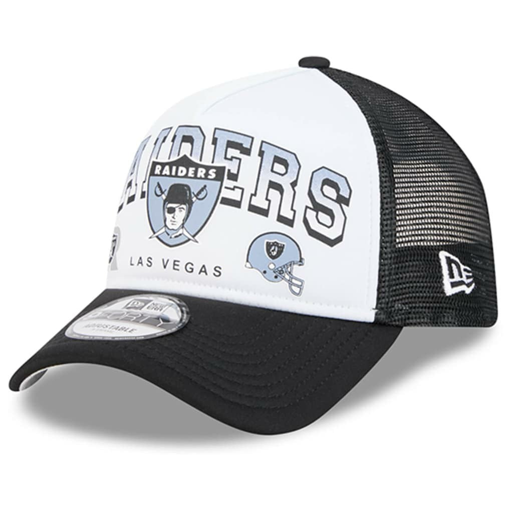 Las Vegas Raiders New Era Retro Wordmark A-Frame 9FORTY Adjustable Hat - White/Black Hats