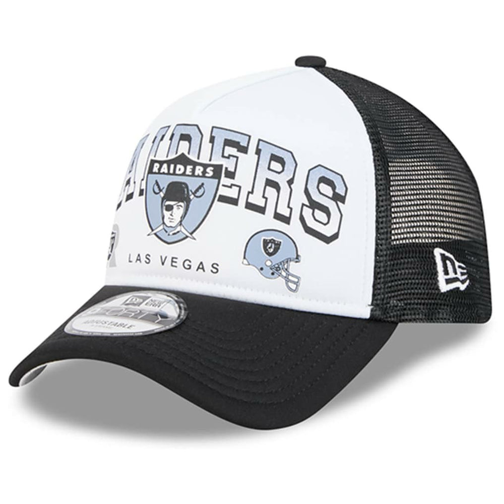 Las Vegas Raiders New Era Retro Wordmark A-Frame 9FORTY Adjustable Hat - White/Black Hats
