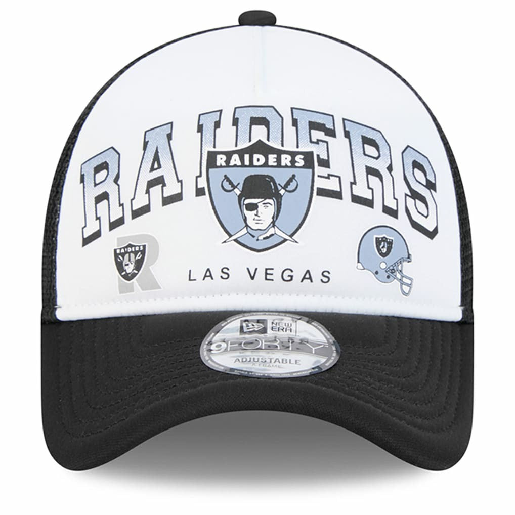 Las Vegas Raiders New Era Retro Wordmark A-Frame 9FORTY Adjustable Hat - White/Black Hats