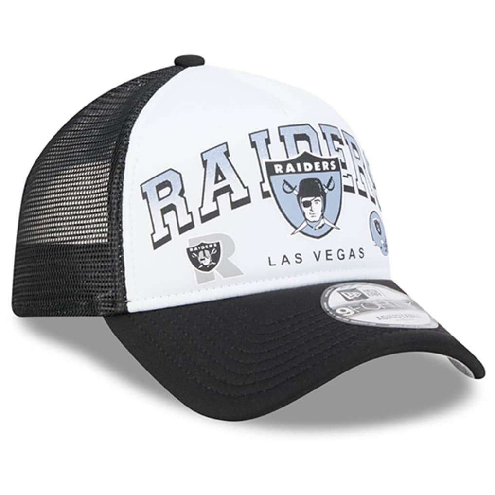 Las Vegas Raiders New Era Retro Wordmark A-Frame 9FORTY Adjustable Hat - White/Black Hats