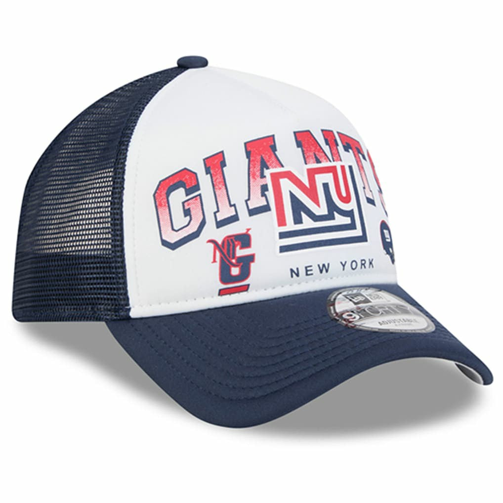 New York Giants New Era Retro Wordmark A-Frame 9FORTY Adjustable Hat - White/Royal Hats