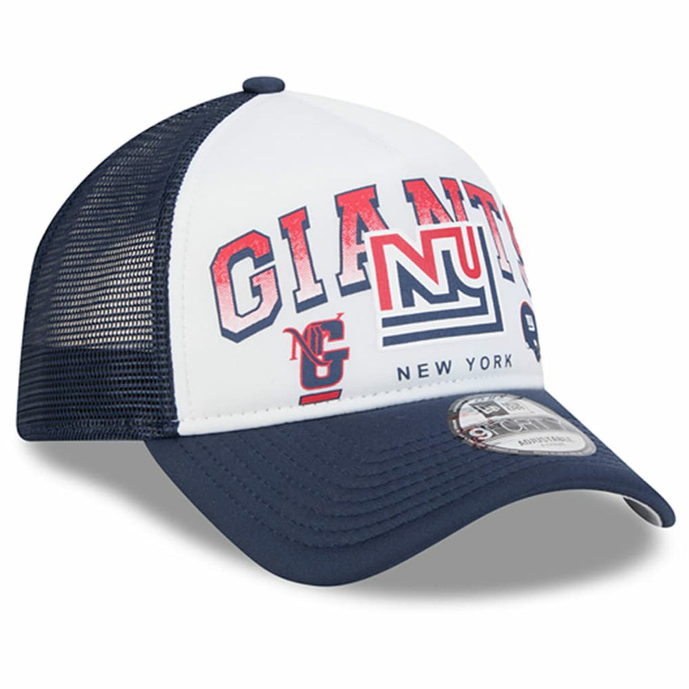 New York Giants New Era Retro Wordmark A-Frame 9FORTY Adjustable Hat - White/Royal Hats