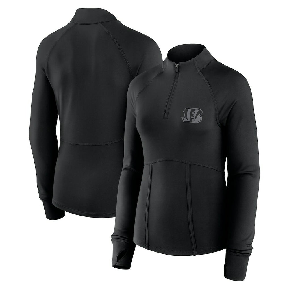 Cincinnati Bengals Women's Elements Raglan Quarter-Zip Jacket - Black Jackets
