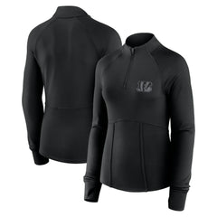 Cincinnati Bengals Women's Elements Raglan Quarter-Zip Jacket - Black Jackets