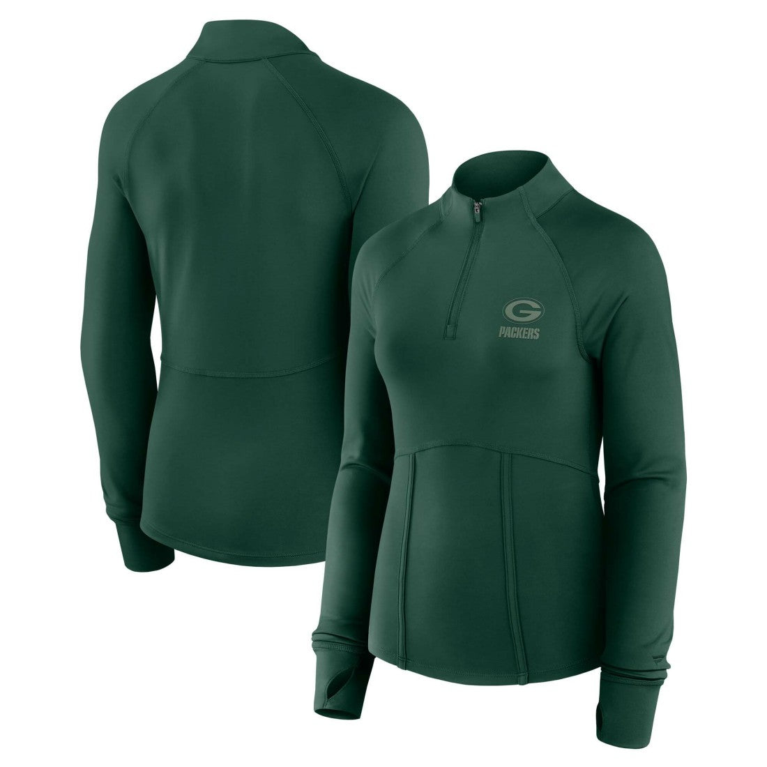 Green Bay Packers Women's Elements Raglan Quarter-Zip Jacket - Green Jackets