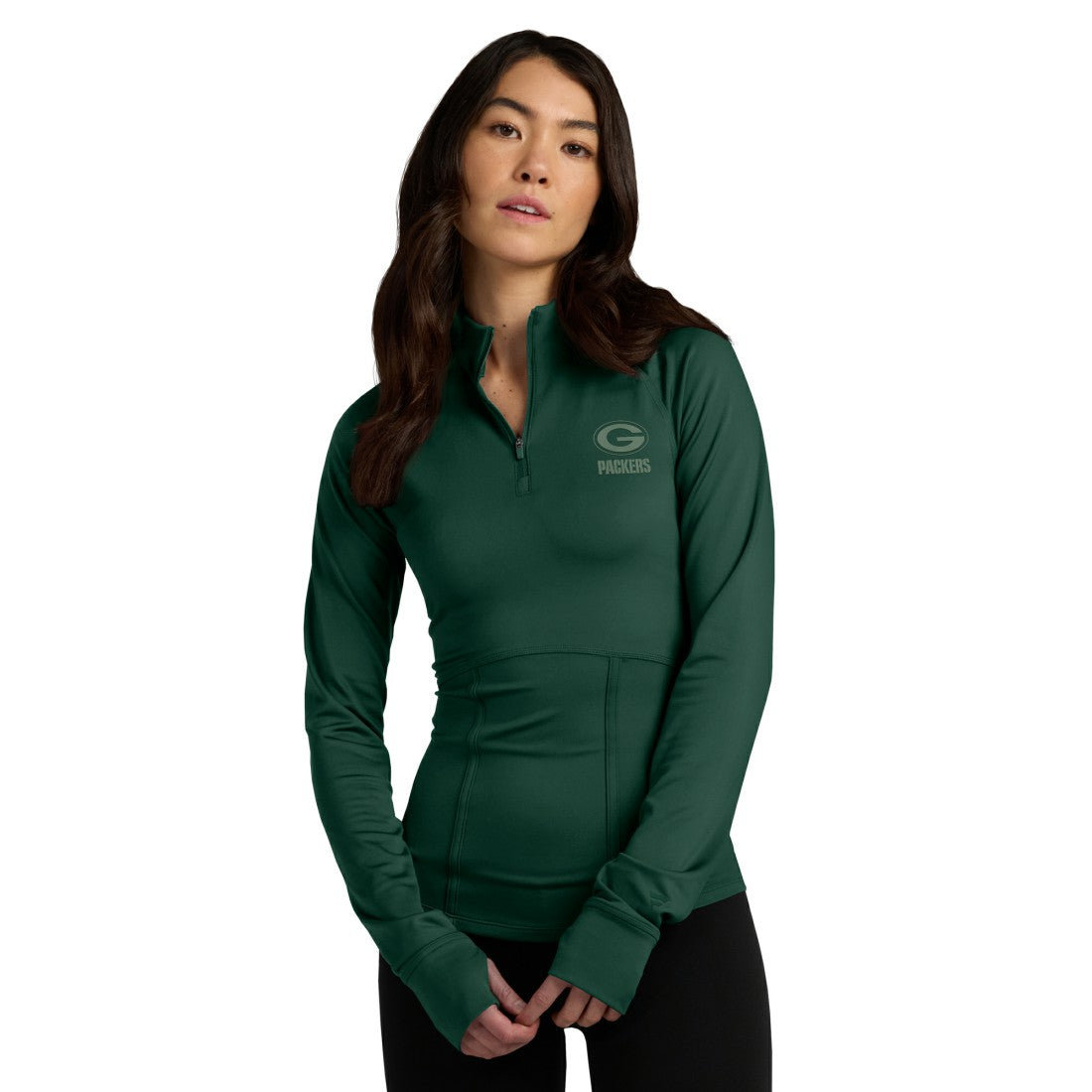 Green Bay Packers Women's Elements Raglan Quarter-Zip Jacket - Green Jackets