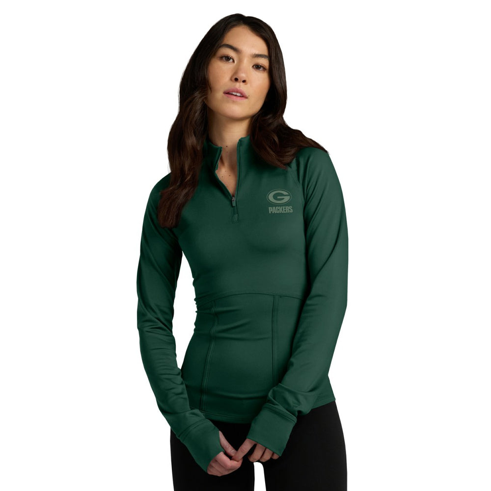 Green Bay Packers Women's Elements Raglan Quarter-Zip Jacket - Green Jackets
