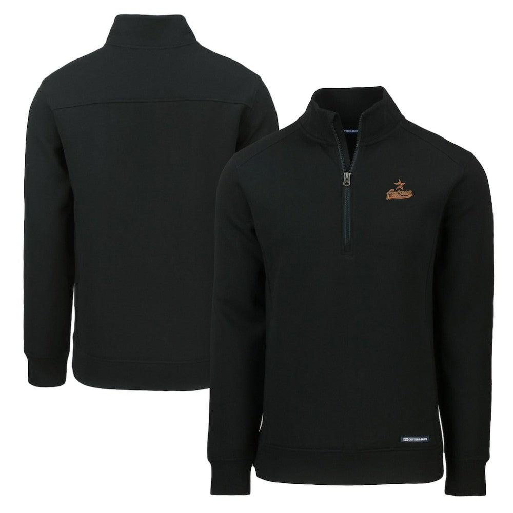 Houston Astros Cutter & Buck Cooperstown Collection Roam Eco Recycled Quarter-Zip Pullover - Black Pullover