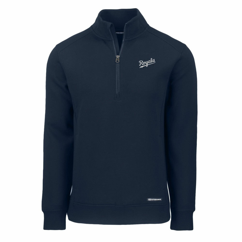 Kansas City Royals Cutter & Buck Cooperstown Collection Roam Eco Recycled Quarter-Zip Pullover - Navy Pullover