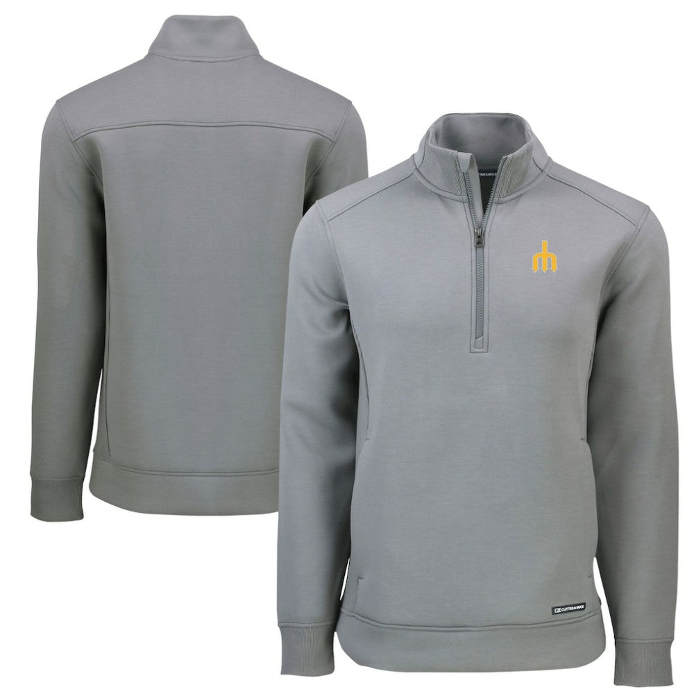 Seattle Mariners Cutter & Buck Cooperstown Collection Roam Eco Recycled Quarter-Zip Pullover - Gray Pullover