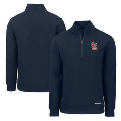 St. Louis Cardinals Cutter & Buck Cooperstown Collection Roam Eco Recycled Quarter-Zip Pullover - Navy Pullover