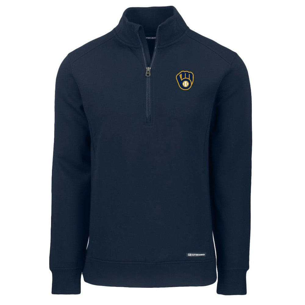 Milwaukee Brewers Cutter & Buck Roam Eco Recycled Quarter-Zip Pullover - Navy Pullover