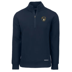 Milwaukee Brewers Cutter & Buck Roam Eco Recycled Quarter-Zip Pullover - Navy Pullover
