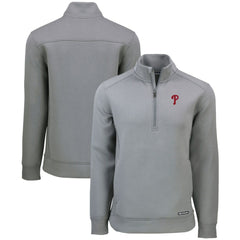 Philadelphia Phillies Cutter & Buck Roam Eco Recycled Quarter-Zip Pullover - Gray Pullover