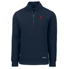 Philadelphia Phillies Cutter & Buck Roam Eco Recycled Quarter-Zip Pullover - Navy Pullover