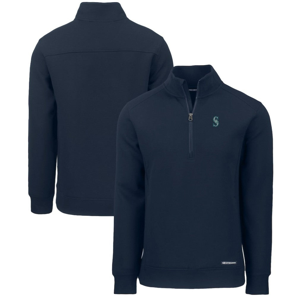 Seattle Mariners Cutter & Buck Roam Eco Recycled Quarter-Zip Pullover - Navy Pullover