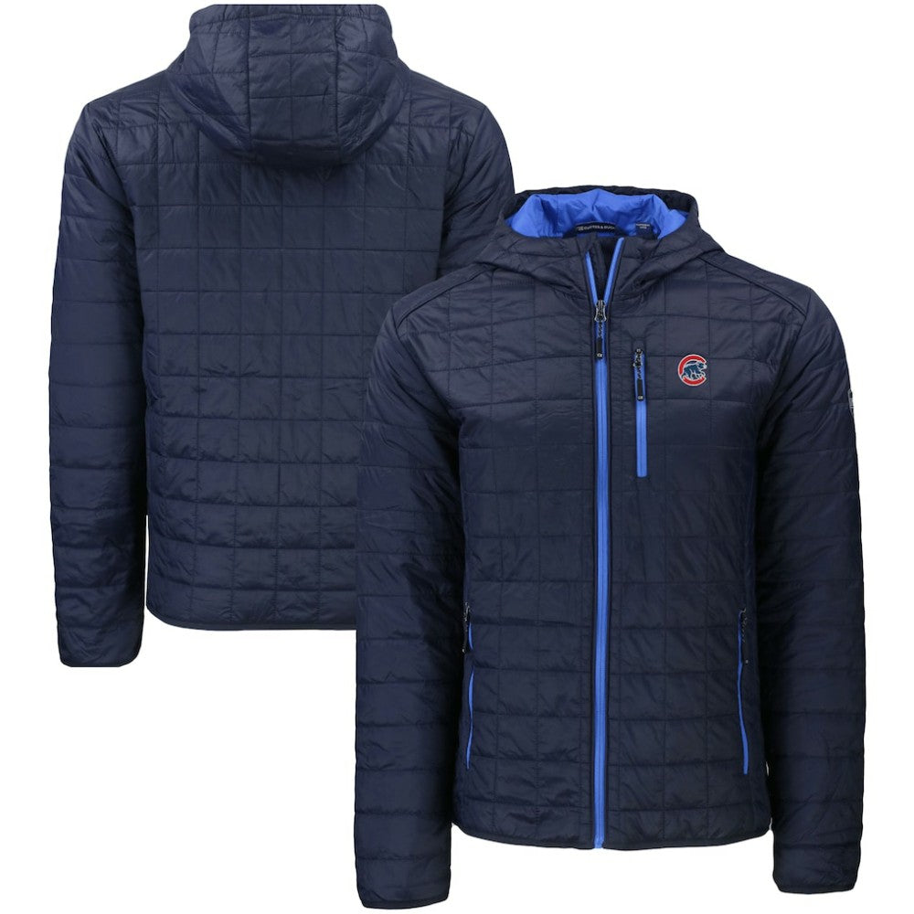 Chicago Cubs Cutter & Buck Rainier Primaloft Eco Full-Zip Hooded Jacket - Navy Jackets