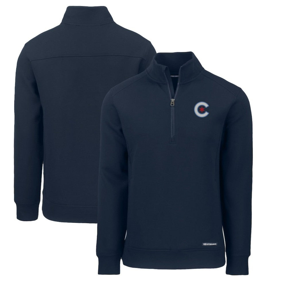 Chicago Cubs Cutter & Buck City Connect Roam Eco Recycled Quarter-Zip Pullover - Navy Pullover