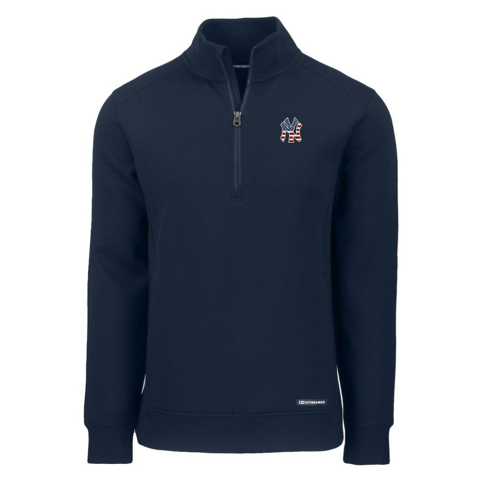 New York Yankees Cutter & Buck Americana Roam Eco Recycled Quarter-Zip Sweatshirt - Navy Sweatshirts