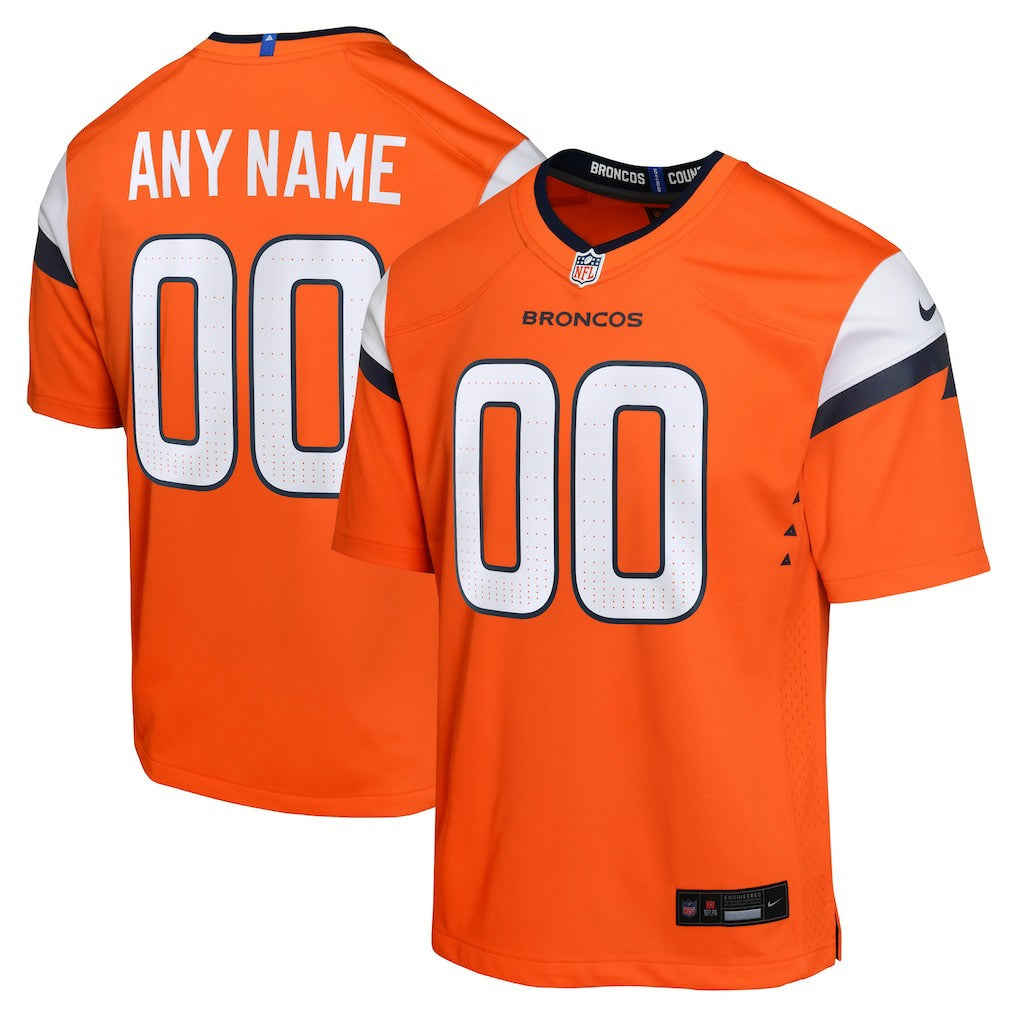 Denver Broncos Youth Mile High Collection Custom Game Jersey - Orange Jerseys