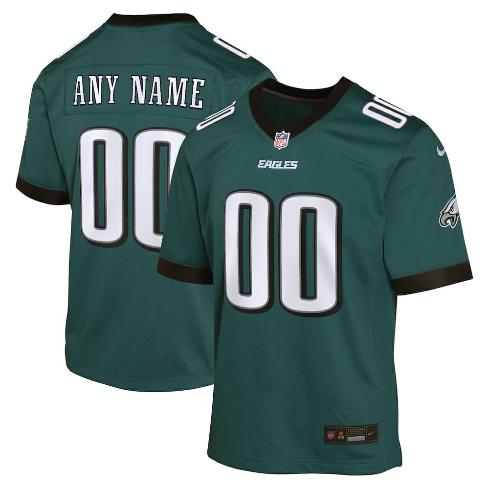 Philadelphia Eagles Youth Custom Game Jersey - Midnight Green Jerseys