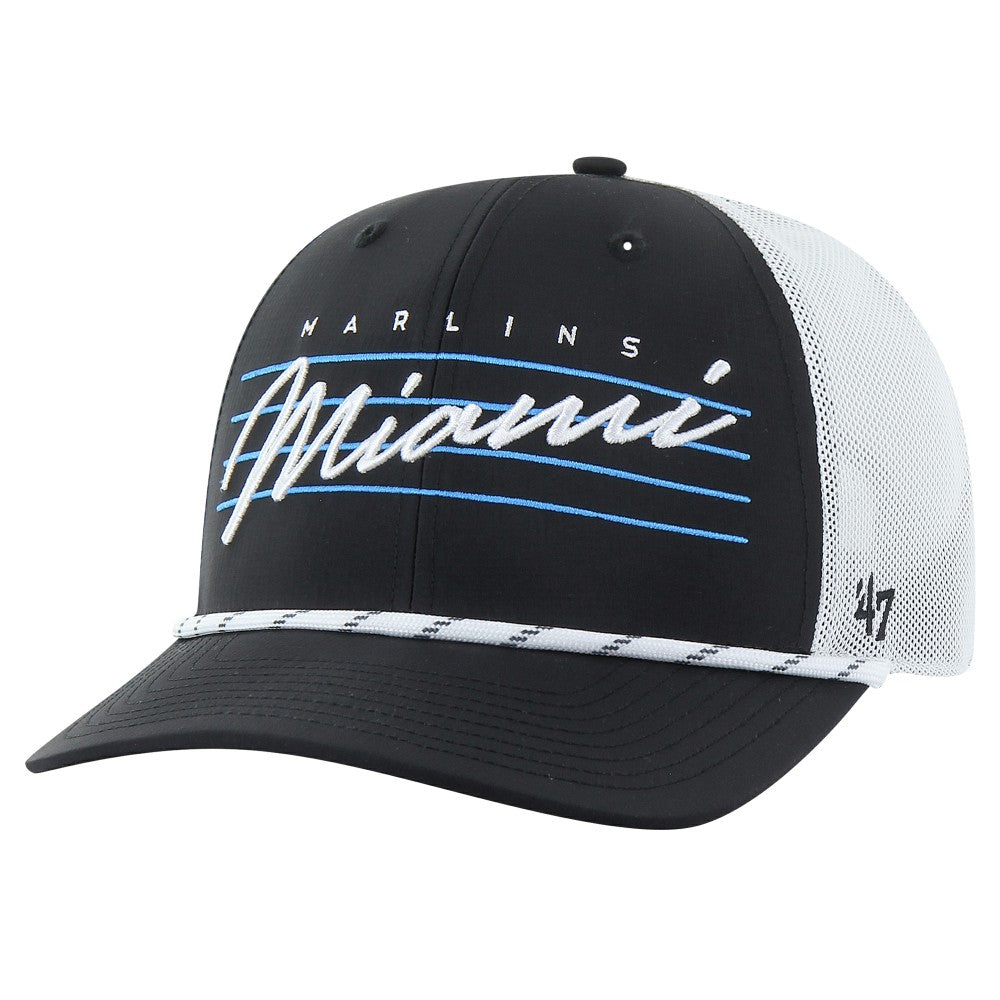 Miami Marlins '47 Downburst Trucker Adjustable Hat - Black Hats