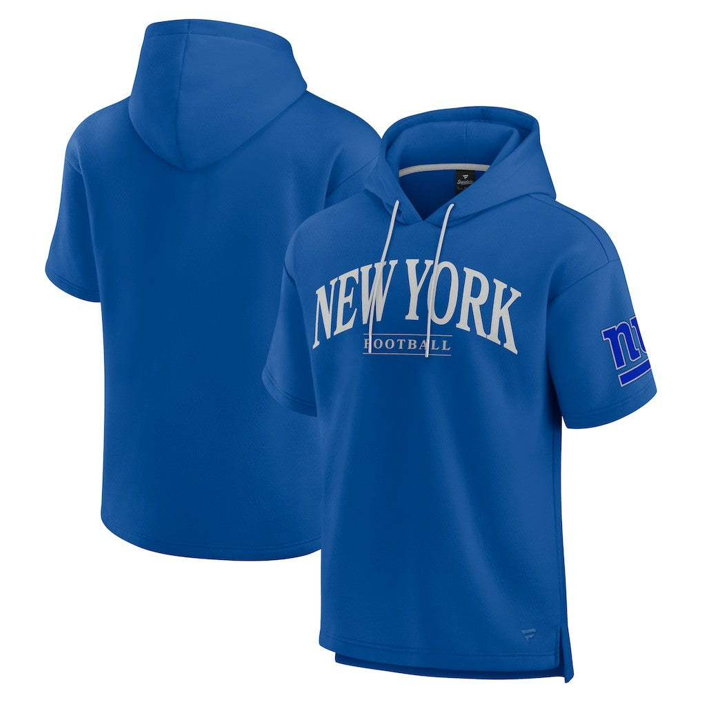 New York Giants Unisex Elements Ready Short Sleeve Pullover Hoodie - Royal Hoodies