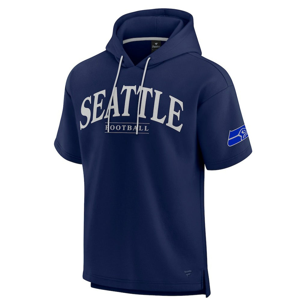 Seattle Seahawks Unisex Elements Ready Short Sleeve Pullover Hoodie - College Navy Hoodies