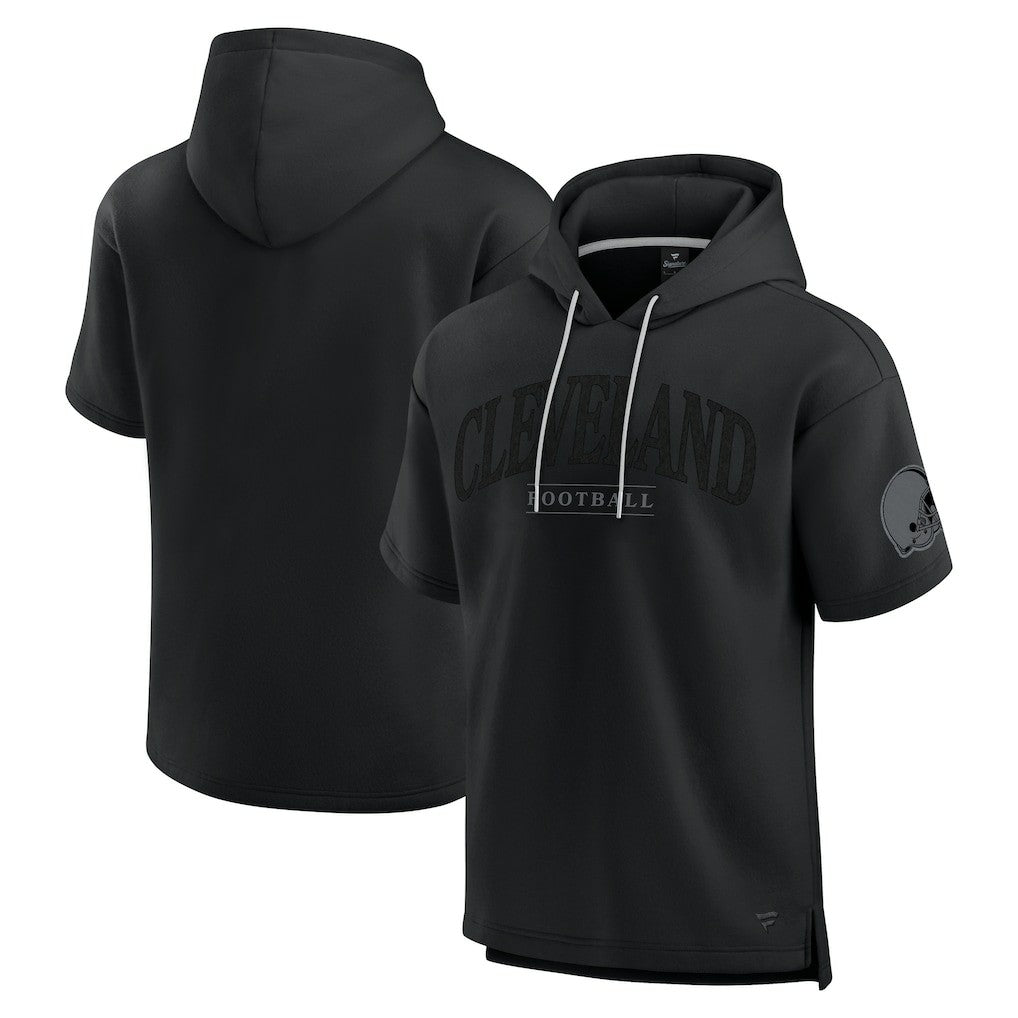 Cleveland Browns Unisex Elements Ready Short Sleeve Pullover Hoodie - Black Hoodies