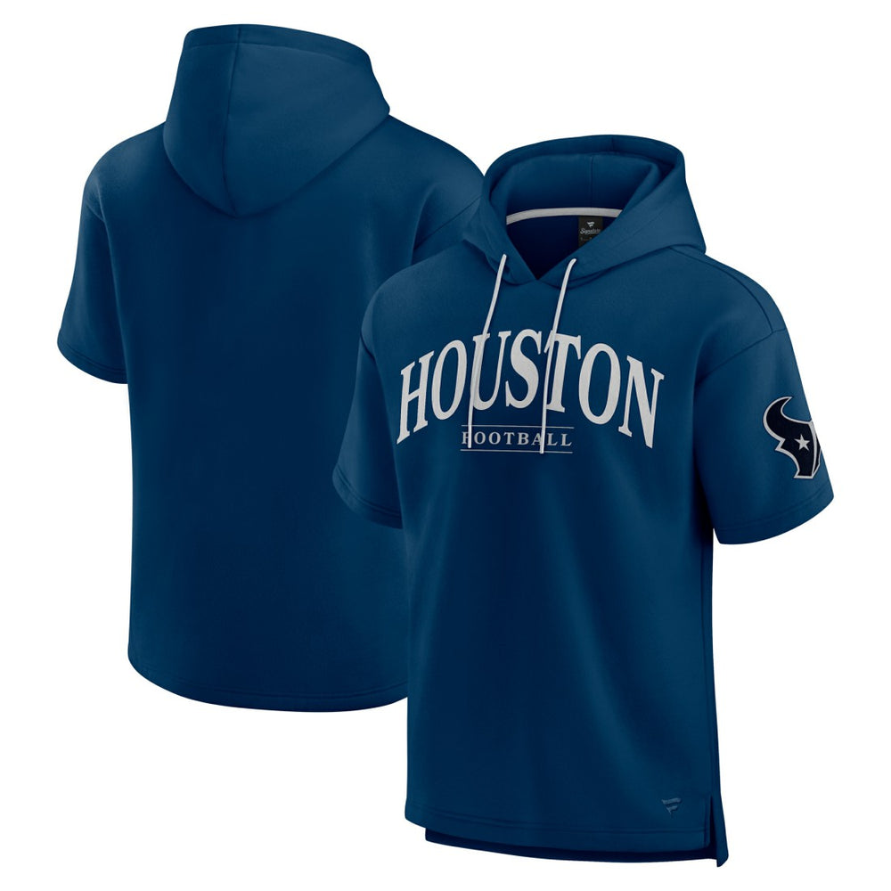 Houston Texans Unisex Elements Ready Short Sleeve Pullover Hoodie - Navy Hoodies
