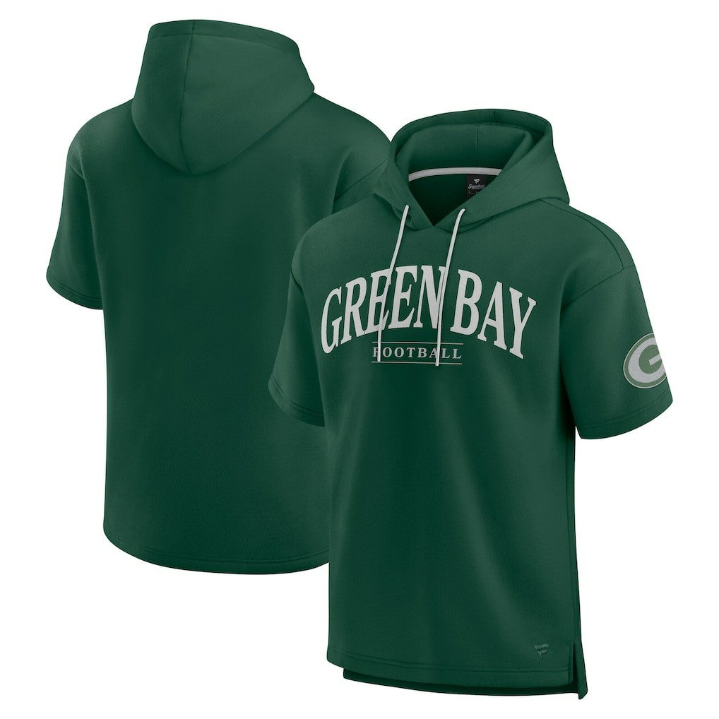 Green Bay Packers Unisex Elements Ready Short Sleeve Pullover Hoodie - Green Hoodies