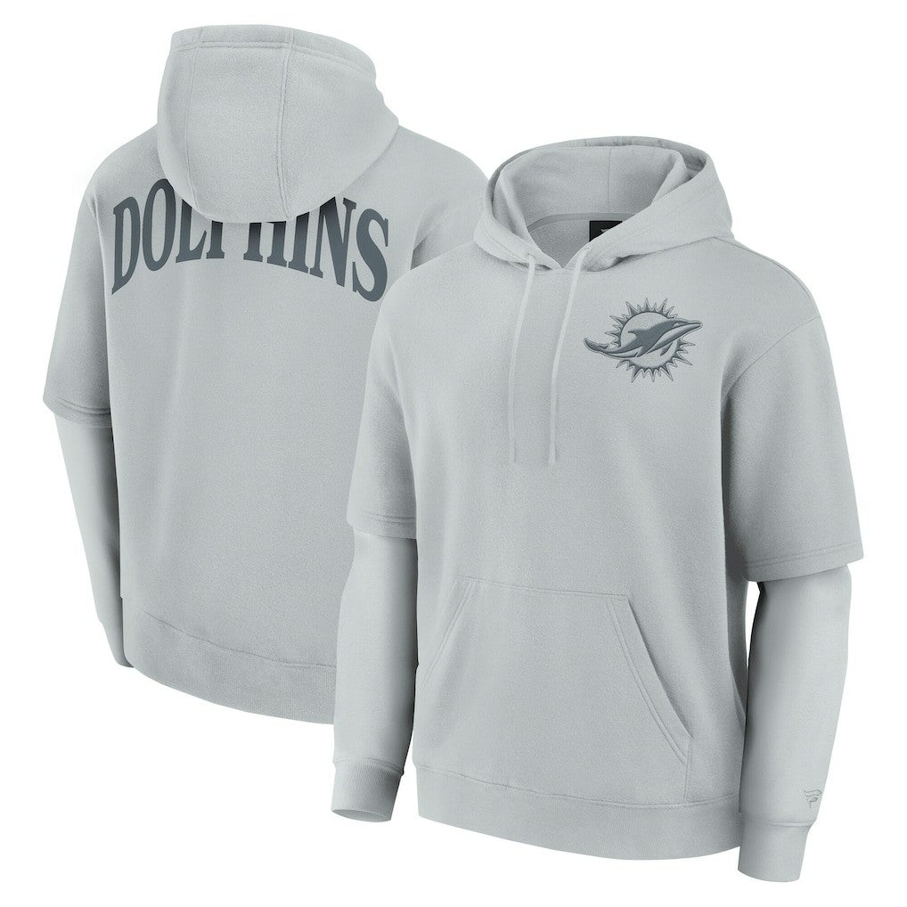 Miami Dolphins Unisex Sleek Elements Pullover Hoodie - Gray Hoodies