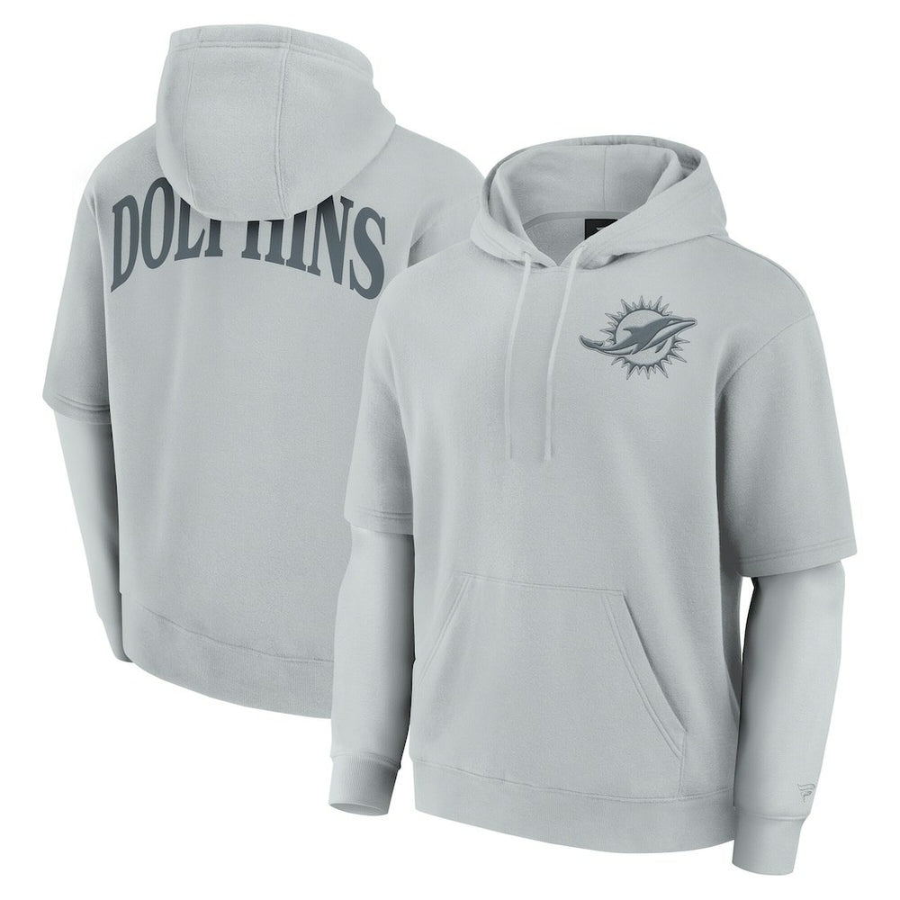 Miami Dolphins Unisex Sleek Elements Pullover Hoodie - Gray Hoodies