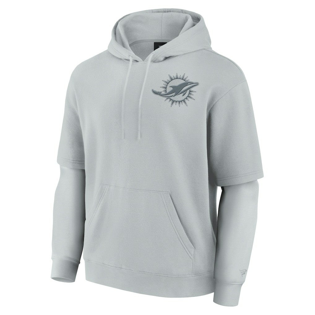Miami Dolphins Unisex Sleek Elements Pullover Hoodie - Gray Hoodies