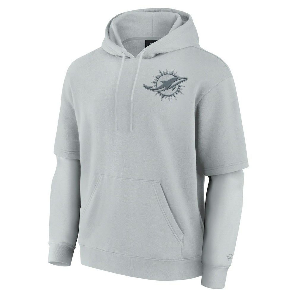 Miami Dolphins Unisex Sleek Elements Pullover Hoodie - Gray Hoodies