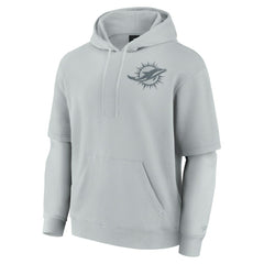 Miami Dolphins Unisex Sleek Elements Pullover Hoodie - Gray Hoodies