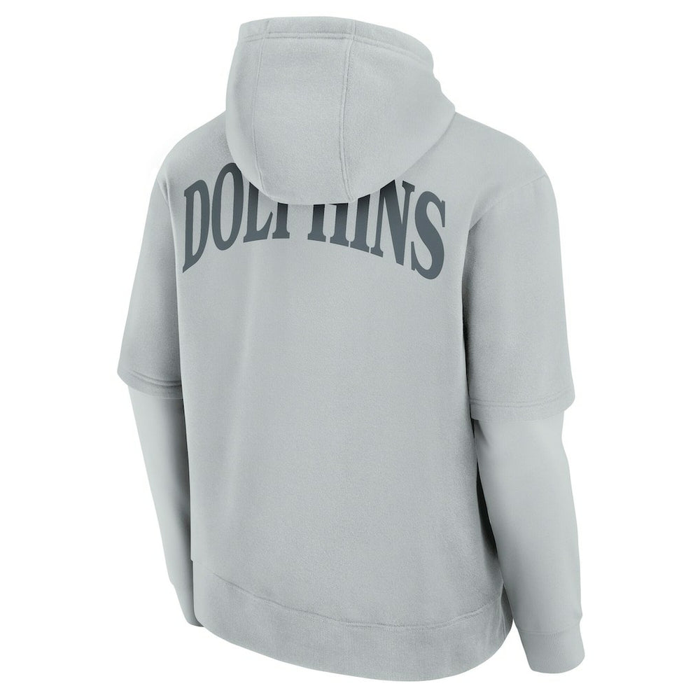 Miami Dolphins Unisex Sleek Elements Pullover Hoodie - Gray Hoodies