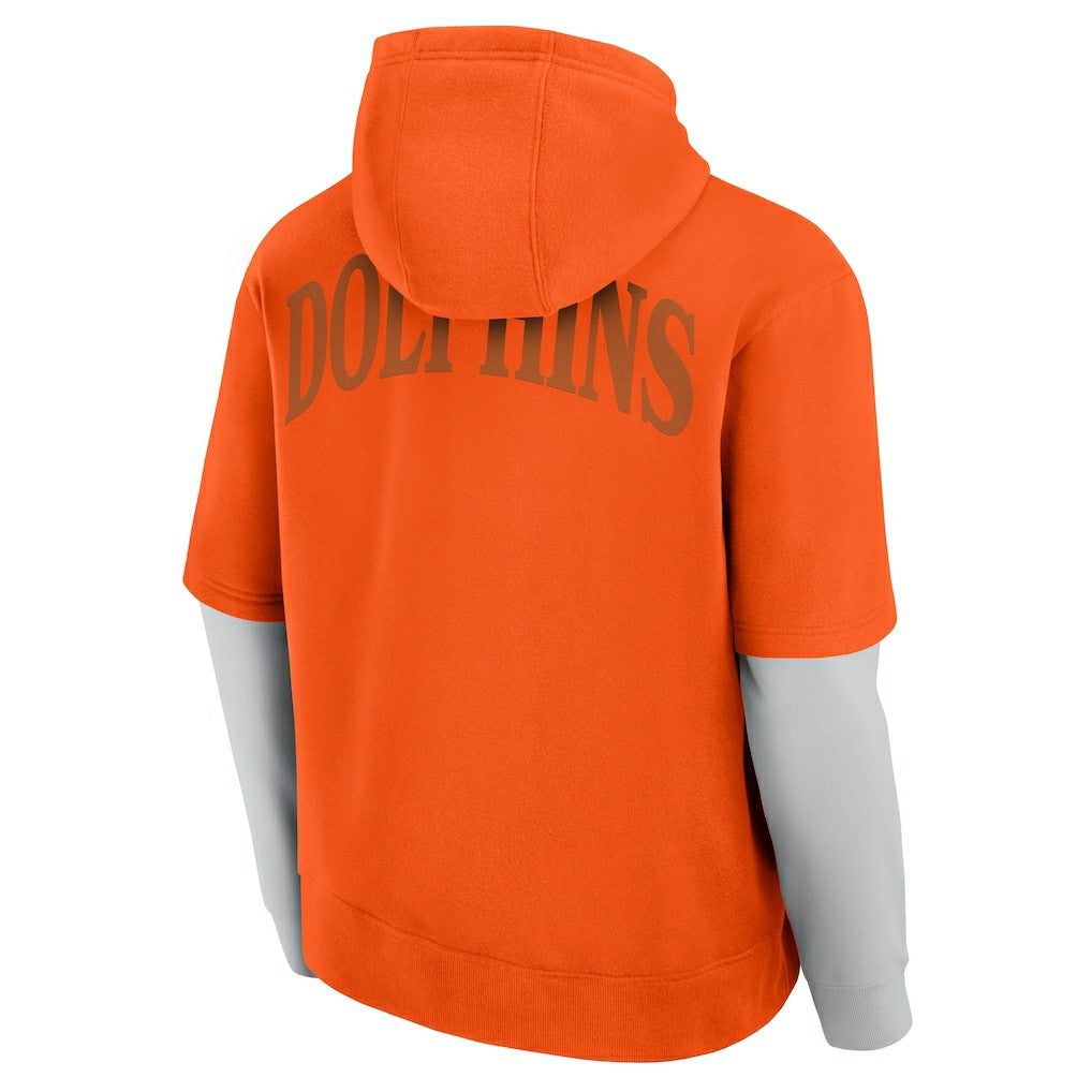 Miami Dolphins Unisex Sleek Elements Pullover Hoodie - Orange Hoodies