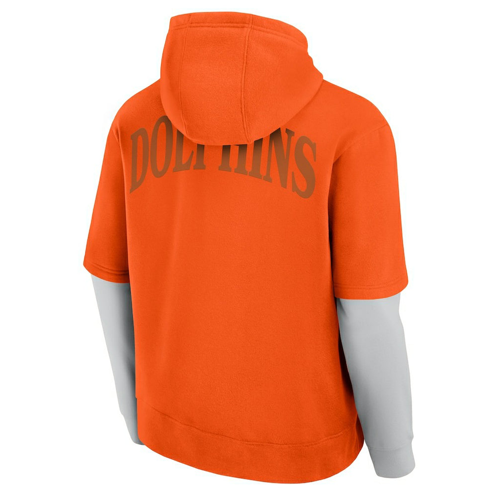 Miami Dolphins Unisex Sleek Elements Pullover Hoodie - Orange Hoodies