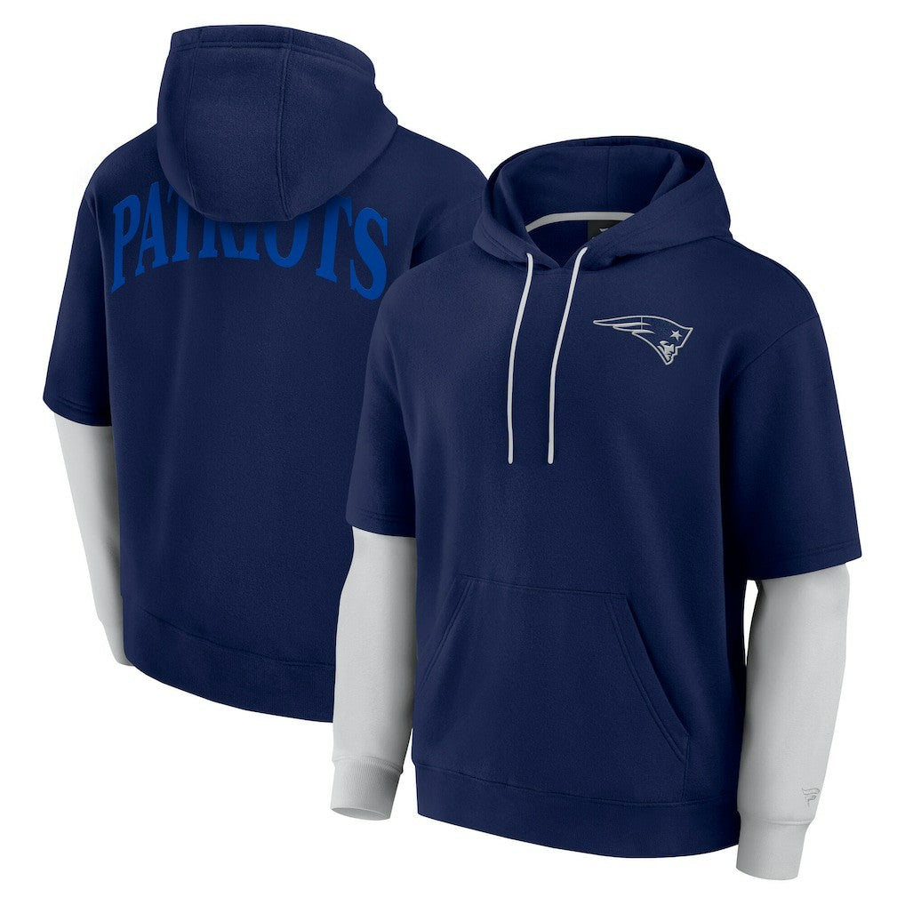 New England Patriots Unisex Sleek Elements Pullover Hoodie - Navy Hoodies
