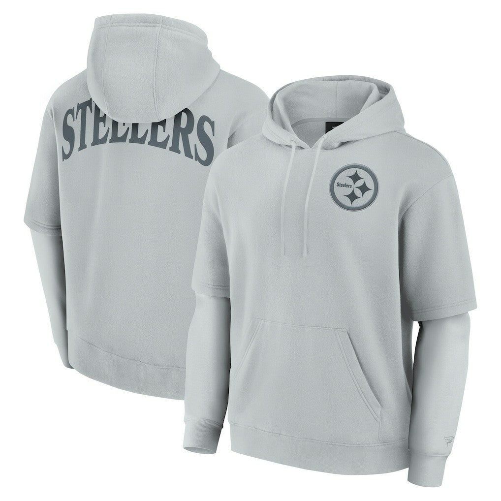 Pittsburgh Steelers Unisex Sleek Elements Pullover Hoodie - Gray Hoodies