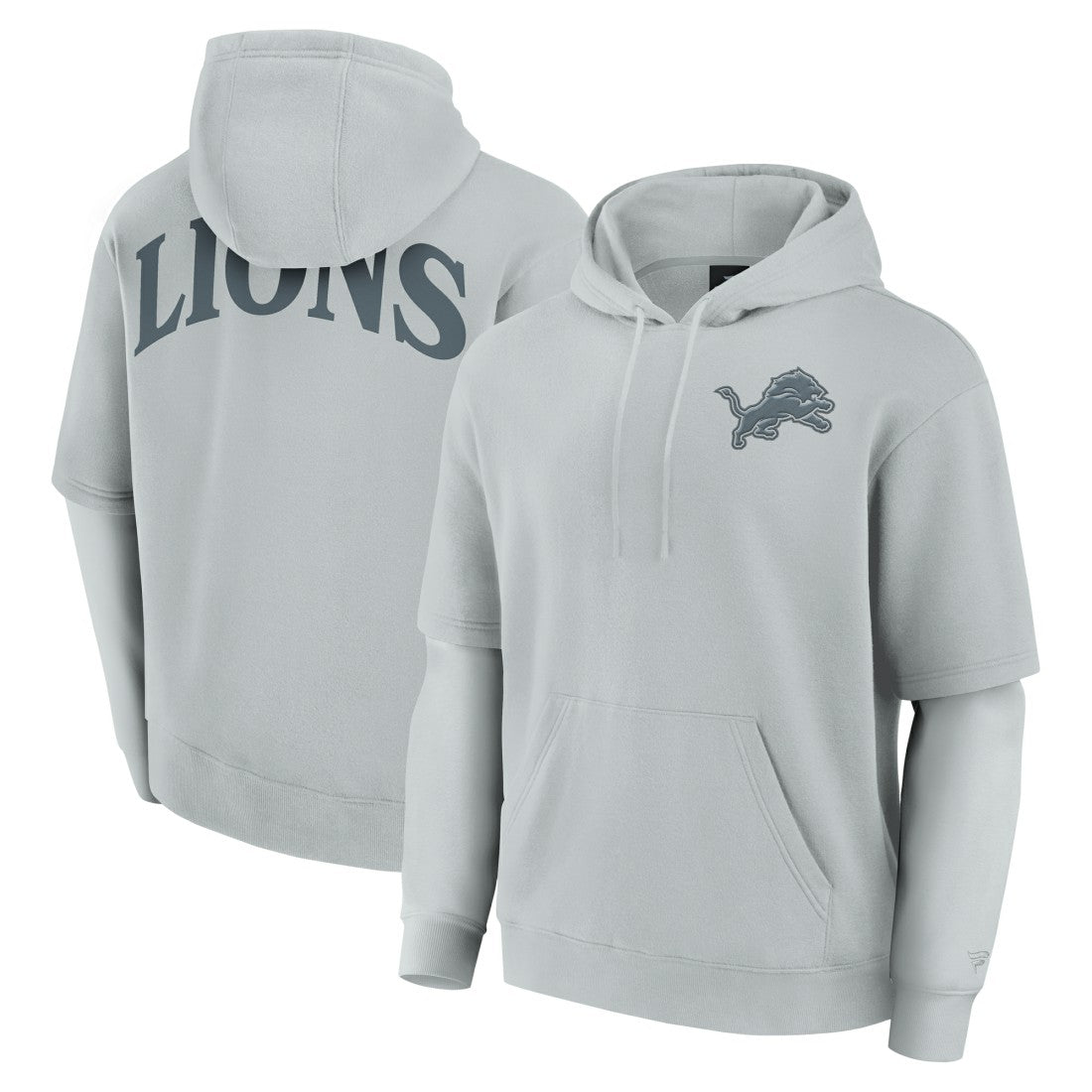Detroit Lions Unisex Sleek Elements Pullover Hoodie - Gray Hoodies