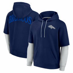Denver Broncos Unisex Sleek Elements Pullover Hoodie - Navy Hoodies