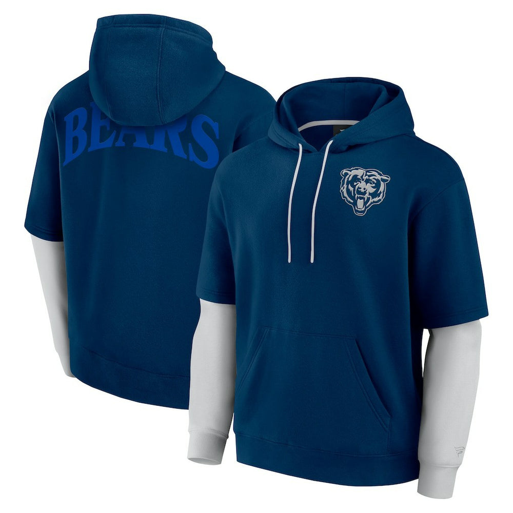 Chicago Bears Unisex Sleek Elements Pullover Hoodie - Navy Hoodies