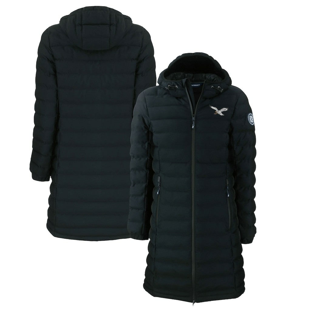 Philadelphia Eagles Cutter & Buck Women's Throwback Logo Mission Ridge Repreve Eco Insulated Full-Zip Puffer Jacket - Black Jackets